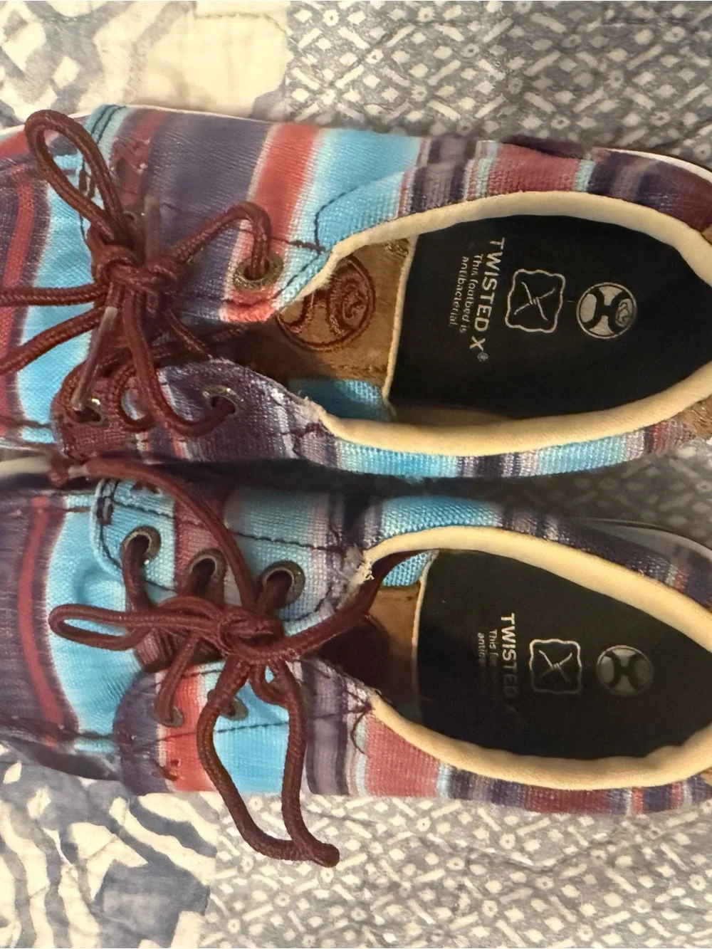 Twisted X Kids Striped Canvas Sneakers - Teal, Red, Blue